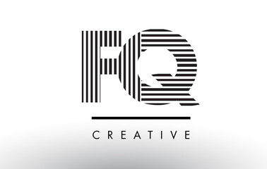FQ F Q Black and White Lines Letter Logo Design.