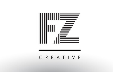 FZ F Z Black and White Lines Letter Logo Design.
