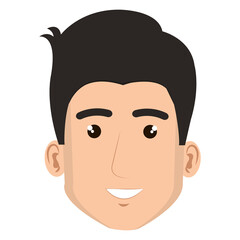 young man head avatar character vector illustration design