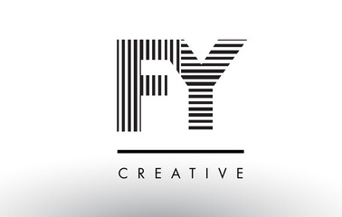 FY F Y Black and White Lines Letter Logo Design.