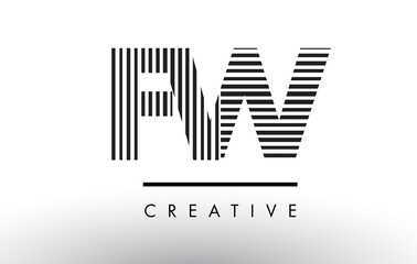 FW F W Black and White Lines Letter Logo Design.