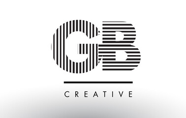 GB G B Black and White Lines Letter Logo Design.