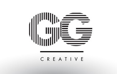 GG G G Black and White Lines Letter Logo Design.