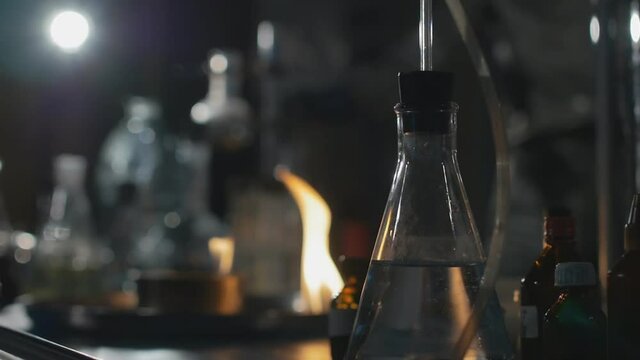 Chemists make drugs in the laboratory.