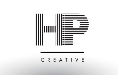 HP H P Black and White Lines Letter Logo Design.