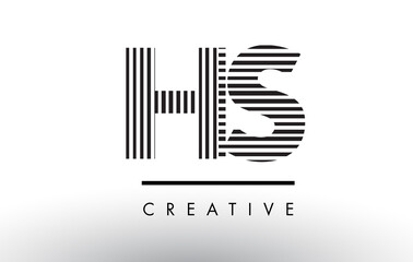 HS H S Black and White Lines Letter Logo Design.