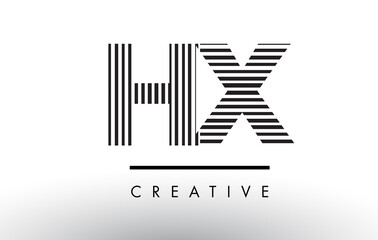 HX H X Black and White Lines Letter Logo Design.