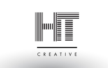 HT H T Black and White Lines Letter Logo Design.