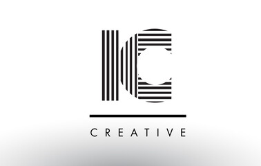 IC I C Black and White Lines Letter Logo Design.