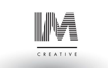 IM I M Black and White Lines Letter Logo Design.
