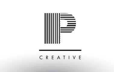 IP I P Black and White Lines Letter Logo Design.