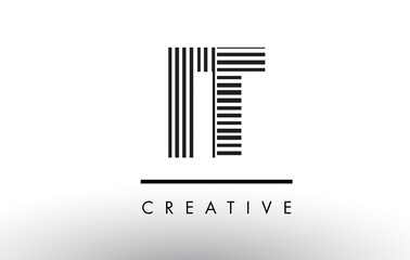 IT I T Black and White Lines Letter Logo Design.