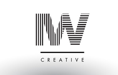 IW I W Black and White Lines Letter Logo Design.