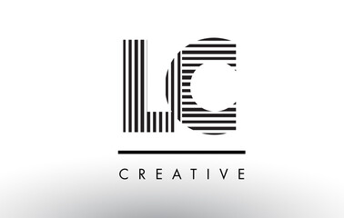 LC L C Black and White Lines Letter Logo Design.