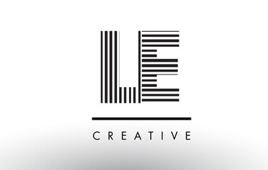 LE L E Black and White Lines Letter Logo Design.
