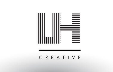 LH L H Black and White Lines Letter Logo Design.