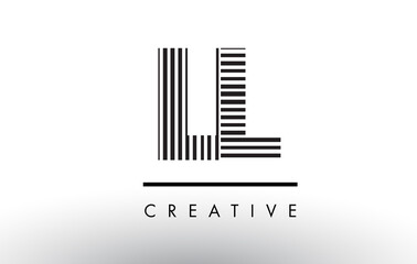 LL L Black and White Lines Letter Logo Design.