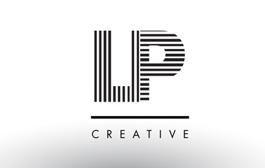 LP L P Black and White Lines Letter Logo Design.