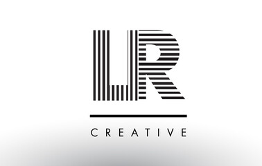 LR L R Black and White Lines Letter Logo Design.