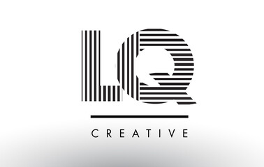 LQ L Q Black and White Lines Letter Logo Design.