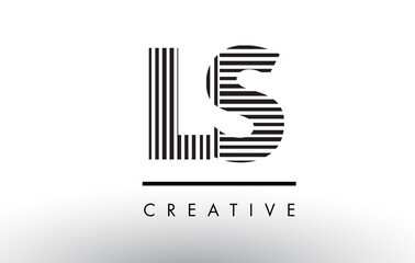 LS L S Black and White Lines Letter Logo Design.