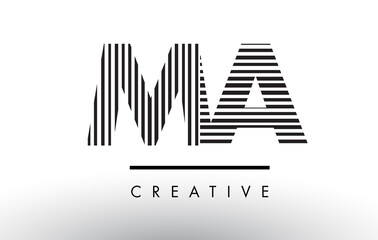 MA M A Black and White Lines Letter Logo Design.