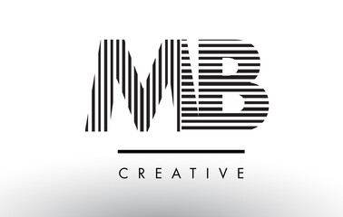 MB M B Black and White Lines Letter Logo Design.