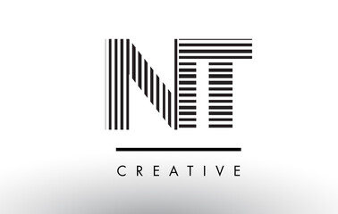 NT N T Black and White Lines Letter Logo Design.