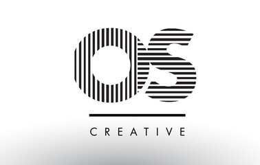 OS O S Black and White Lines Letter Logo Design.