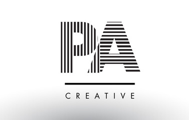 PA P A Black and White Lines Letter Logo Design.