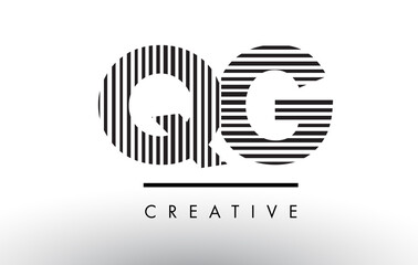 QG Q G Black and White Lines Letter Logo Design.