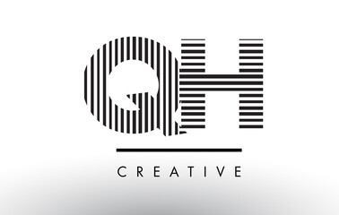 QH G H Black and White Lines Letter Logo Design.