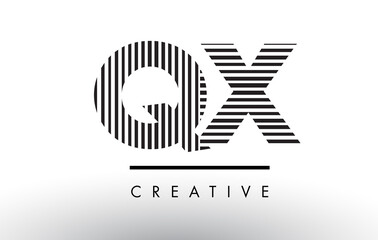 QX Q X Black and White Lines Letter Logo Design.