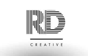 RD R D Black and White Lines Letter Logo Design.