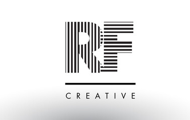 RF R F Black and White Lines Letter Logo Design.