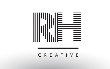 RH R H Black and White Lines Letter Logo Design.