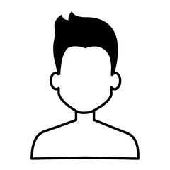 young man shirtless avatar character vector illustration design