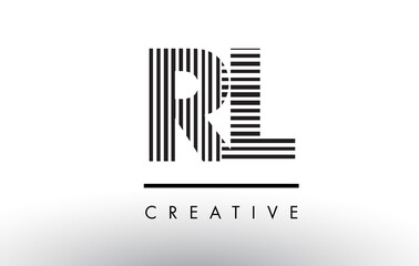 RL R L Black and White Lines Letter Logo Design.