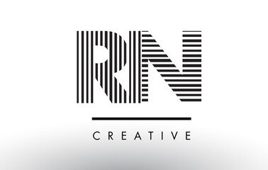 RN R N Black and White Lines Letter Logo Design.