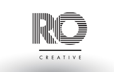 RO R O Black and White Lines Letter Logo Design.