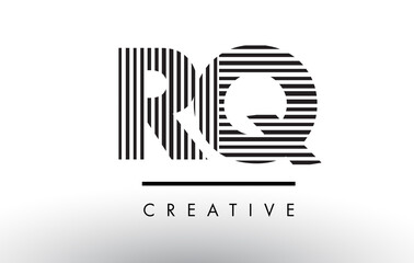 RQ R Q Black and White Lines Letter Logo Design.