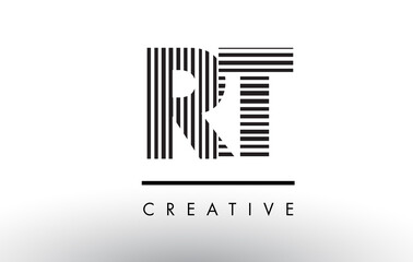 RT R T Black and White Lines Letter Logo Design.