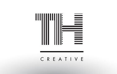 TH T H Black and White Lines Letter Logo Design.