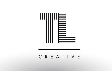 TL T L Black and White Lines Letter Logo Design.