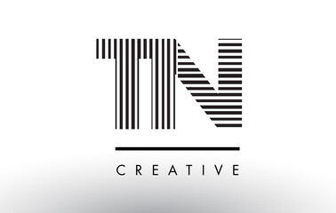 TN T N Black and White Lines Letter Logo Design.