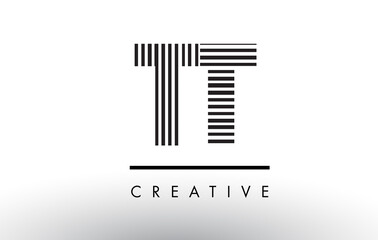 TT T Black and White Lines Letter Logo Design.