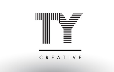 TY T Y Black and White Lines Letter Logo Design.