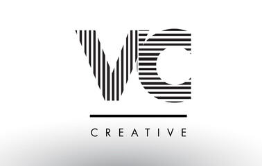 VC V C Black and White Lines Letter Logo Design.