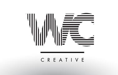 WC W C Black and White Lines Letter Logo Design.