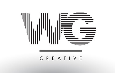 WG W G Black and White Lines Letter Logo Design.